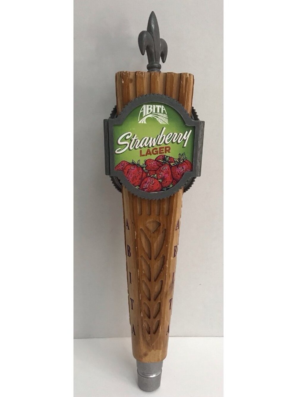 Vintage ABITA STRAWBERRY LAGER Wooden Draft Beer Bar Tap Handle